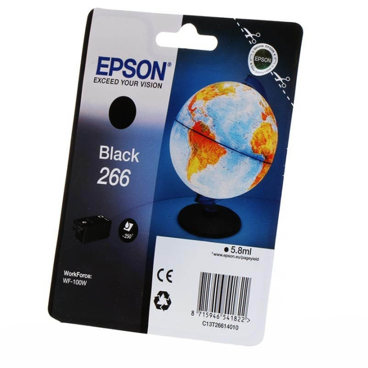 EPSON Ink C13T26614010 266 Black, Globe in the group COMPUTERS & PERIPHERALS / Printers & Accessories / Ink & Toner / Ink cartridges / Epson at TP E-commerce Nordic AB (C26794)