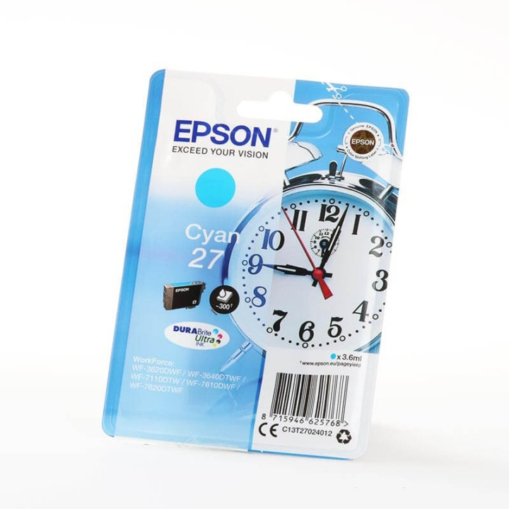 EPSON Ink C13T27024012 27 Cyan, Alarm Clock in the group COMPUTERS & PERIPHERALS / Printers & Accessories / Ink & Toner / Ink cartridges / Epson at TP E-commerce Nordic AB (C26797)