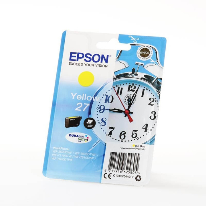 EPSON Ink C13T27044012 27 Yellow, Alarm Clock in the group COMPUTERS & PERIPHERALS / Printers & Accessories / Ink & Toner / Ink cartridges / Epson at TP E-commerce Nordic AB (C26799)