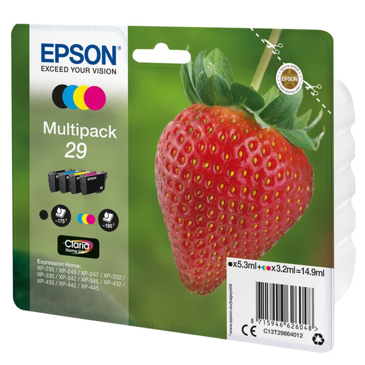 EPSON Ink C13T29864012 29 Multipack, Strawberry in the group COMPUTERS & PERIPHERALS / Printers & Accessories / Ink & Toner / Ink cartridges / Epson at TP E-commerce Nordic AB (C26811)