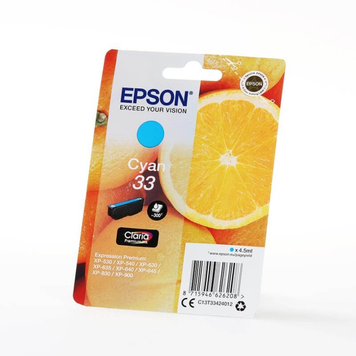 EPSON Ink C13T33424012 33 Cyan, Oranges in the group COMPUTERS & PERIPHERALS / Printers & Accessories / Ink & Toner / Ink cartridges / Epson at TP E-commerce Nordic AB (C26819)