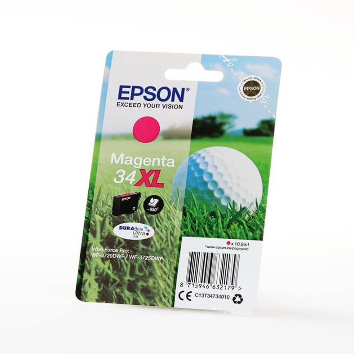EPSON Ink C13T34734010 34XL Magenta, Golf Ball in the group COMPUTERS & PERIPHERALS / Printers & Accessories / Ink & Toner / Ink cartridges / Epson at TP E-commerce Nordic AB (C26832)