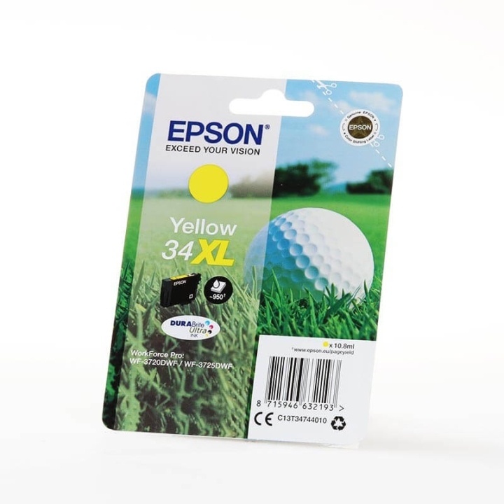 EPSON Ink C13T34744010 34XL Yellow, Golf Ball in the group COMPUTERS & PERIPHERALS / Printers & Accessories / Ink & Toner / Ink cartridges / Epson at TP E-commerce Nordic AB (C26833)