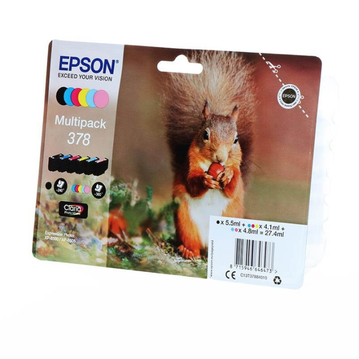 EPSON Ink C13T37884010 378 Multipack, Squirrel in the group COMPUTERS & PERIPHERALS / Printers & Accessories / Ink & Toner / Ink cartridges / Epson at TP E-commerce Nordic AB (C26842)