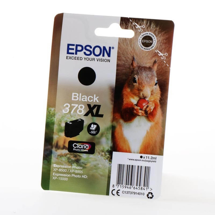 EPSON Ink C13T37914010 378XL Black, Squirrel in the group COMPUTERS & PERIPHERALS / Printers & Accessories / Ink & Toner / Ink cartridges / Epson at TP E-commerce Nordic AB (C26843)