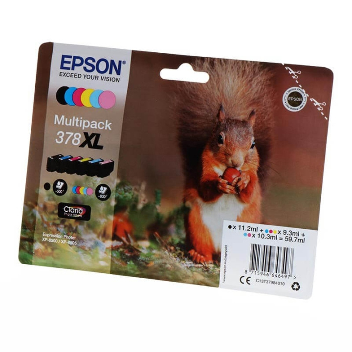 EPSON Ink C13T37984010 378XL Multipack, Squirrel in the group COMPUTERS & PERIPHERALS / Printers & Accessories / Ink & Toner / Ink cartridges / Epson at TP E-commerce Nordic AB (C26844)
