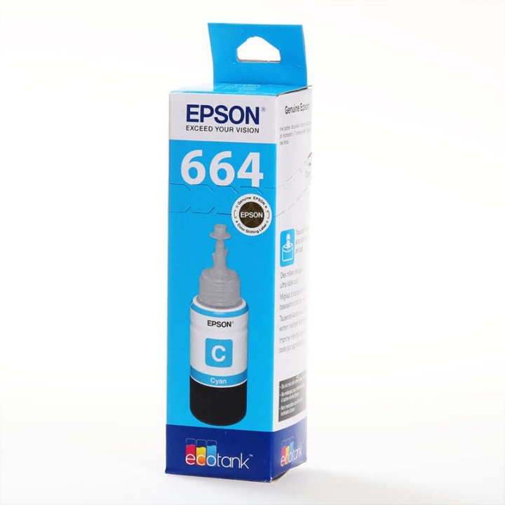 EPSON Ink C13T664240 664 Cyan Ecotank in the group COMPUTERS & PERIPHERALS / Printers & Accessories / Ink & Toner / Ink cartridges / Epson at TP E-commerce Nordic AB (C26850)