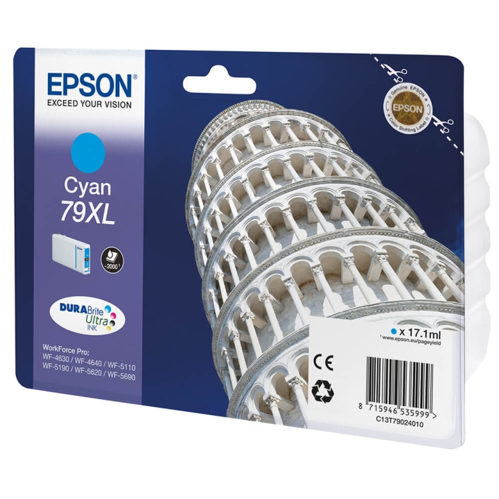EPSON Ink C13T79024010 79XL Cyan, Tower of Pisa in the group COMPUTERS & PERIPHERALS / Printers & Accessories / Ink & Toner / Ink cartridges / Epson at TP E-commerce Nordic AB (C26870)