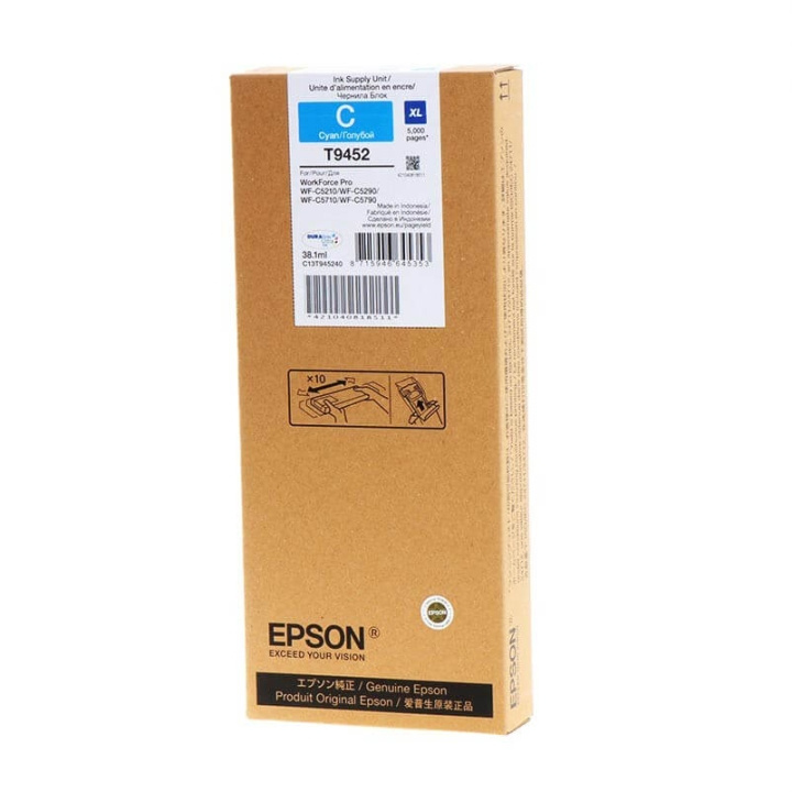 EPSON Ink C13T945240 T9452 XL Cyan in the group COMPUTERS & PERIPHERALS / Printers & Accessories / Ink & Toner / Ink cartridges / Epson at TP E-commerce Nordic AB (C26885)