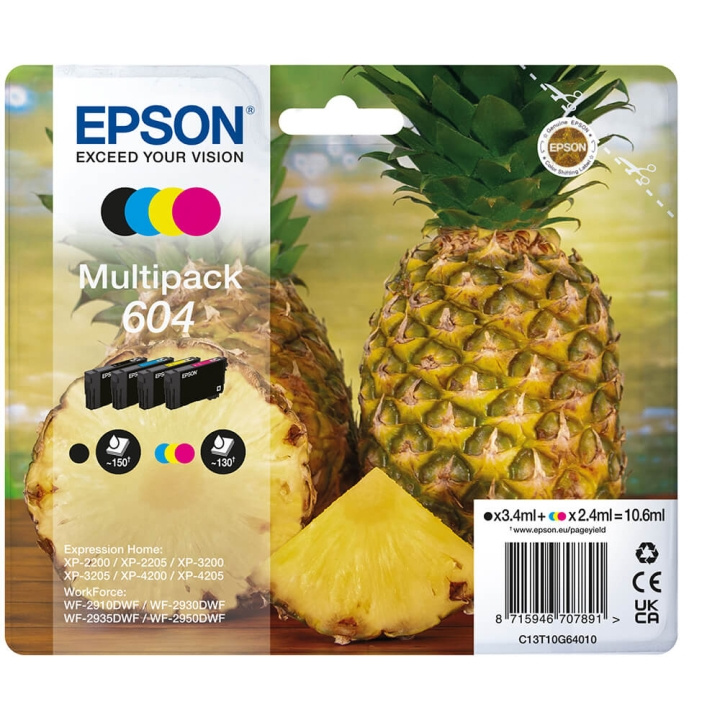 EPSON Ink C13T10G64010 604 Multipack, Pineapple in the group COMPUTERS & PERIPHERALS / Printers & Accessories / Ink & Toner / Ink cartridges / Epson at TP E-commerce Nordic AB (C26920)