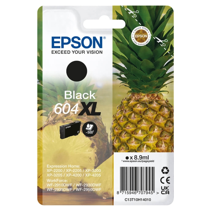 EPSON Ink C13T10H14010 604XL Black, Pineapple in the group COMPUTERS & PERIPHERALS / Printers & Accessories / Ink & Toner / Ink cartridges / Epson at TP E-commerce Nordic AB (C26921)