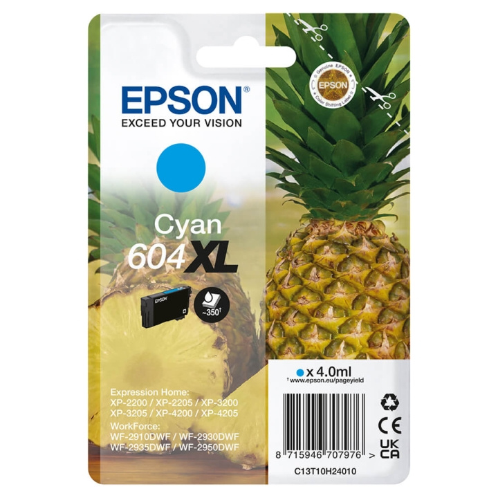 EPSON Ink C13T10H24010 604XL Cyan, Pineapple in the group COMPUTERS & PERIPHERALS / Printers & Accessories / Ink & Toner / Ink cartridges / Epson at TP E-commerce Nordic AB (C26922)