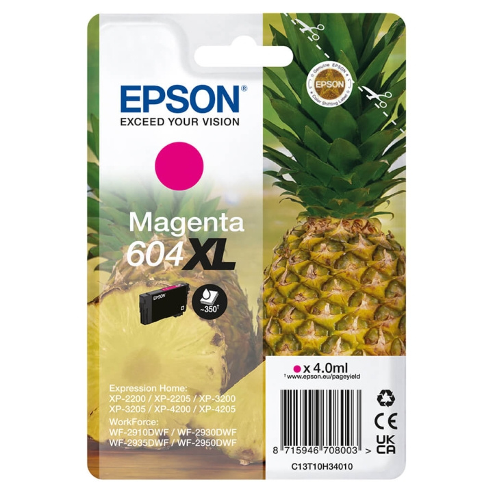 EPSON Ink C13T10H34010 604XL Magenta, Pineapple in the group COMPUTERS & PERIPHERALS / Printers & Accessories / Ink & Toner / Ink cartridges / Epson at TP E-commerce Nordic AB (C26923)