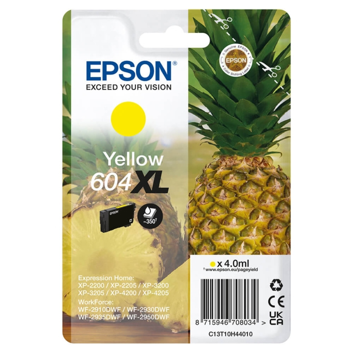 EPSON Ink C13T10H44010 604XL Yellow, Pineapple in the group COMPUTERS & PERIPHERALS / Printers & Accessories / Ink & Toner / Ink cartridges / Epson at TP E-commerce Nordic AB (C26924)