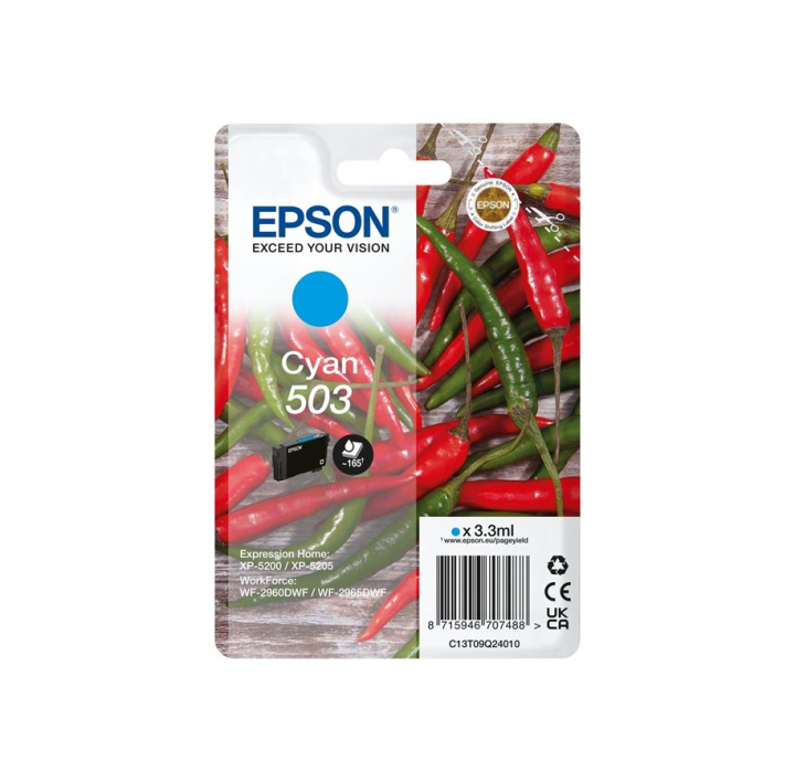 Epson Ink C13T09Q24010 503 Cyan, Chili in the group COMPUTERS & PERIPHERALS / Printers & Accessories / Ink & Toner / Ink cartridges / Epson at TP E-commerce Nordic AB (C26933)