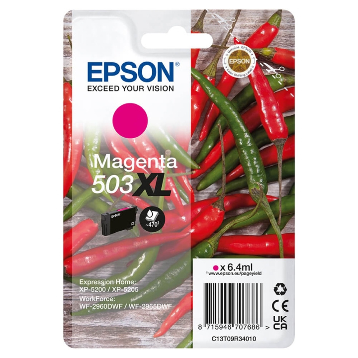 EPSON Ink C13T09R34010 503XL Magenta, Chili in the group COMPUTERS & PERIPHERALS / Printers & Accessories / Ink & Toner / Ink cartridges / Epson at TP E-commerce Nordic AB (C26939)