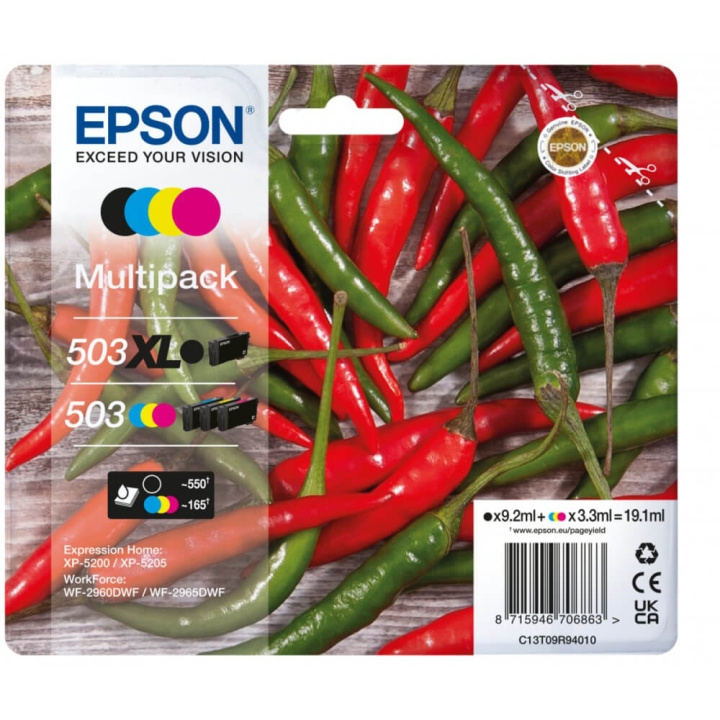 EPSON Ink C13T09R94010 503XL/503 Multipack, Chili in the group COMPUTERS & PERIPHERALS / Printers & Accessories / Ink & Toner / Ink cartridges / Epson at TP E-commerce Nordic AB (C26942)