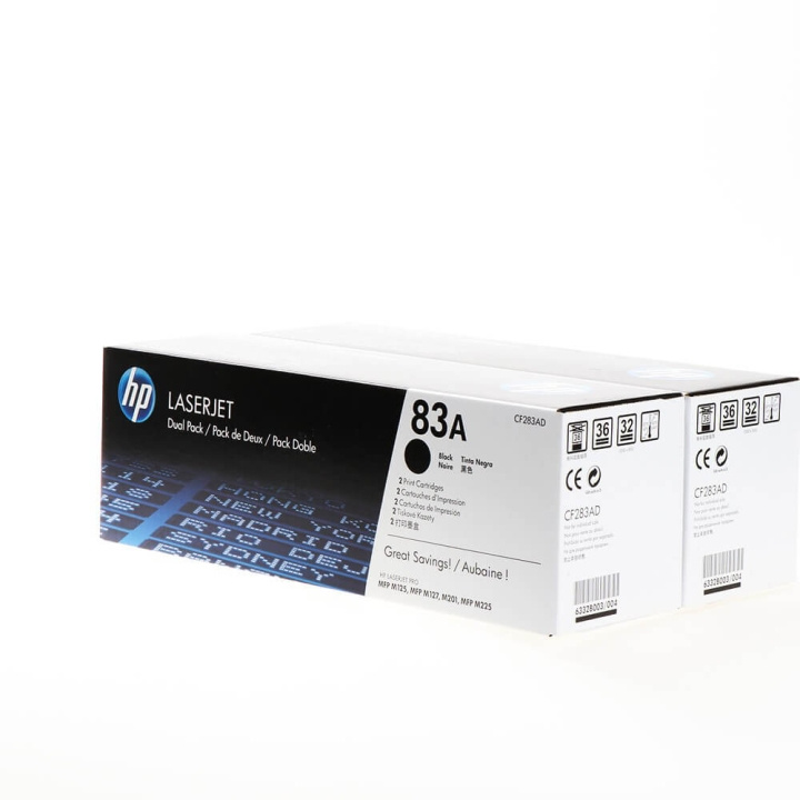 HP Toner CF283AD 83A Black, 2-pack in the group COMPUTERS & PERIPHERALS / Printers & Accessories / Ink & Toner / Toner / HP at TP E-commerce Nordic AB (C27199)