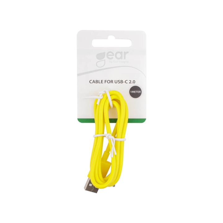 GEAR USB Cable USB-C 2.0 1m Yellow Bulk/Hangtag in the group SMARTPHONE & TABLETS / Chargers & Cables / Cables / Cables Type C at TP E-commerce Nordic AB (C28558)