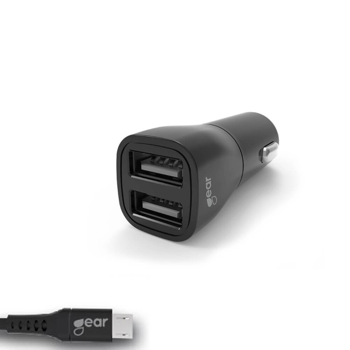 GEAR Charger 12-24V 2xUSB 3.4A Black MicroUSB cable 1m in the group COMPUTERS & PERIPHERALS / Laptops & accessories / Computer chargers / Car chargers at TP E-commerce Nordic AB (C28615)