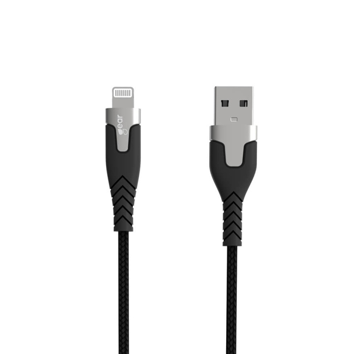 Gear Cable PRO USB-A to Lightning C89 1.5m Kevlar cable with Metalhousing Black in the group SMARTPHONE & TABLETS / Chargers & Cables / Cables / Cables Lightning at TP E-commerce Nordic AB (C28625)