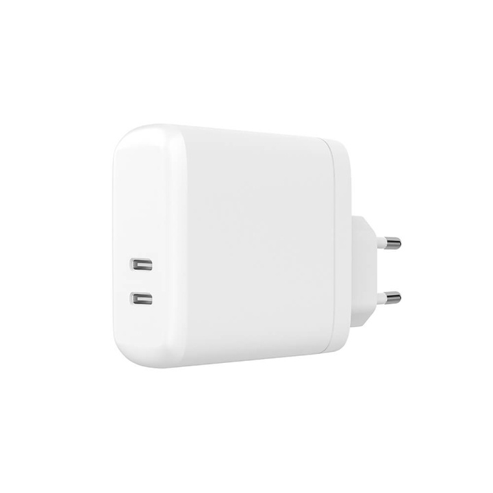 Gear Charger 220V 2xUSB-C White PD 60W (PD 30W+PD30W) in the group SMARTPHONE & TABLETS / Chargers & Cables / Wall charger / Wall charger USB-C at TP E-commerce Nordic AB (C28635)