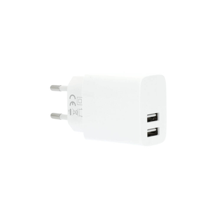 GEAR Charger 220V 2xUSB-A 3,4A White in the group SMARTPHONE & TABLETS / Chargers & Cables / Wall charger / Wall charger USB at TP E-commerce Nordic AB (C28636)