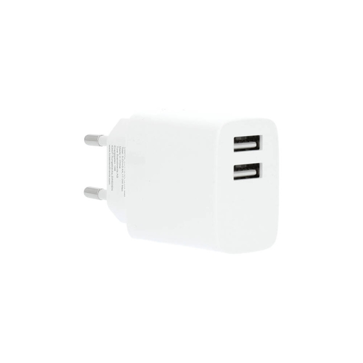 GEAR Charger 220V 2xUSB-A 3.4A White USB-C 2.0 Cable 1m in the group SMARTPHONE & TABLETS / Chargers & Cables / Wall charger / Wall charger USB at TP E-commerce Nordic AB (C28637)
