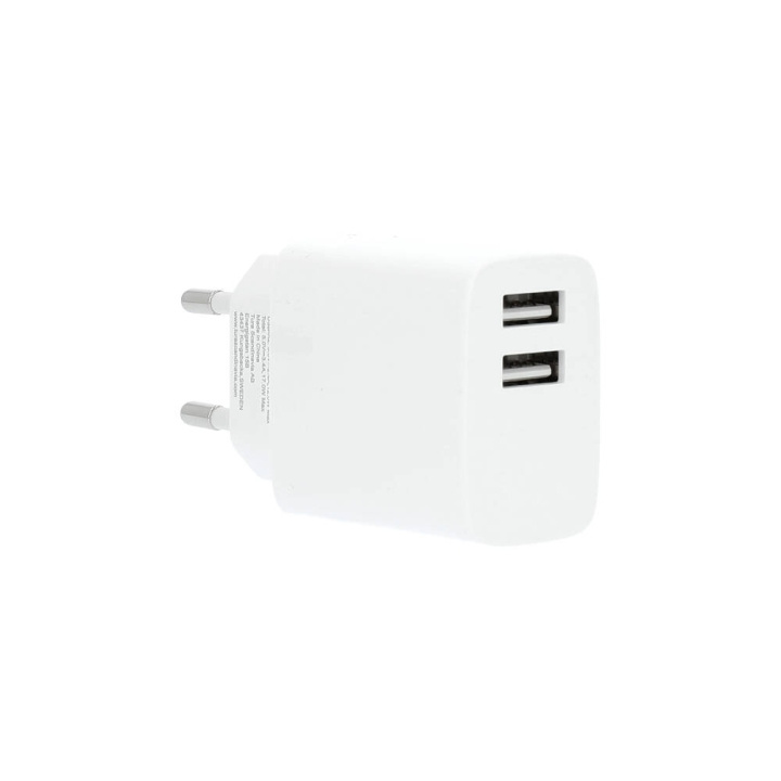 Gear Charger 220V 2xUSB-A 3.4A White USB-C 2.0 Cable 1m in the group SMARTPHONE & TABLETS / Chargers & Cables / Wall charger / Wall charger USB at TP E-commerce Nordic AB (C28637)