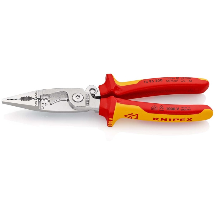 KNIPEX Electricians Pliers with Cable Cutter VDE:0.7...1.5 mm² 200 mm in the group HOME, HOUSEHOLD & GARDEN / Tools / Other tools & Accesories at TP E-commerce Nordic AB (C29260)