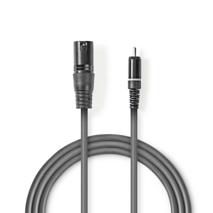 Nedis Unbalanced Audio Cable | XLR 3-Pin Male | RCA Male | Nickel Plated | 1.50 m | Round | PVC | Dark Grey | Carton Sleeve in the group HOME ELECTRONICS / Cables & Adapters / RCA / Cables at TP E-commerce Nordic AB (C29408)