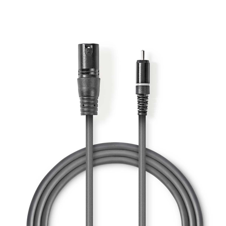 Nedis Unbalanced Audio Cable | XLR 3-Pin Male | RCA Male | Nickel Plated | 3.00 m | Round | PVC | Dark Grey | Carton Sleeve in the group HOME ELECTRONICS / Cables & Adapters / RCA / Cables at TP E-commerce Nordic AB (C29409)