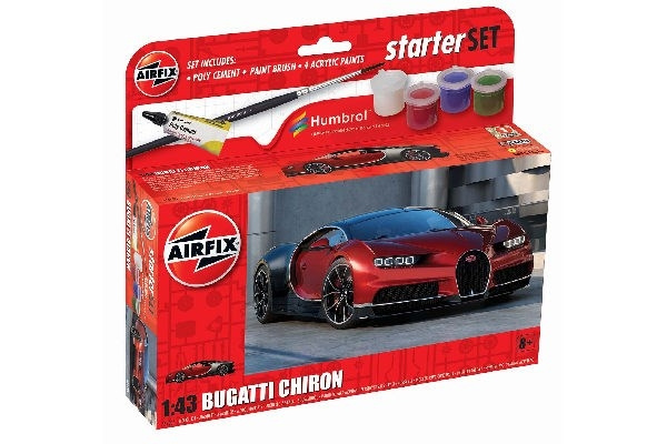 AIRFIX Small Starter Set 1:43 Bugatti Chiron, new in the group Sport, leisure & Hobby / Hobby / Plastic models / Cars at TP E-commerce Nordic AB (C29543)