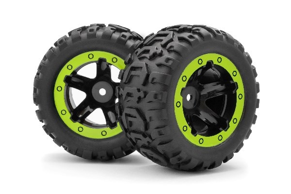 BLACKZON Slyder MT Wheels/Tires Assembled (Black/Green) in the group TOYS, KIDS & BABY PRODUCTS / Radio controlled / Spare parts & Extra accessories / Blackzon at TP E-commerce Nordic AB (C30739)