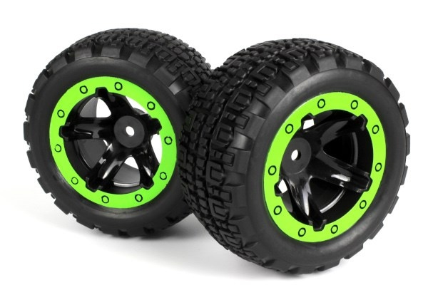 BLACKZON Slyder ST Wheels/Tires Assembled (Black/Green) in the group TOYS, KIDS & BABY PRODUCTS / Radio controlled / Spare parts & Extra accessories / Blackzon at TP E-commerce Nordic AB (C30768)