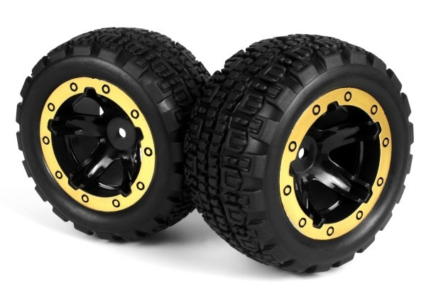 BLACKZON Slyder ST Wheels/Tires Assembled (Black/Gold) in the group TOYS, KIDS & BABY PRODUCTS / Radio controlled / Spare parts & Extra accessories / Blackzon at TP E-commerce Nordic AB (C30769)