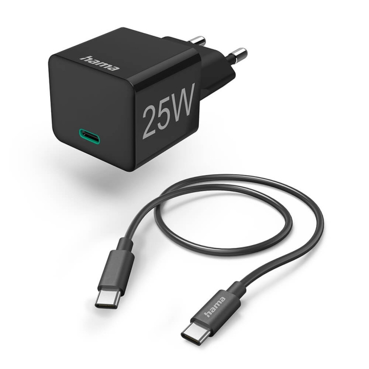 Hama Quick Charger 1x USB-C with Cable 25W PD 1.0m Black in the group COMPUTERS & PERIPHERALS / Computer cables / USB / USB-C at TP E-commerce Nordic AB (C30915)