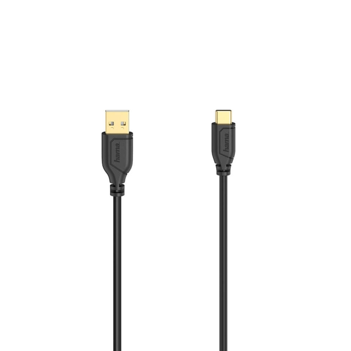 Hama Cable USB-C Flexi-Slim USB-A-USB-C Gold Black 0.75m in the group COMPUTERS & PERIPHERALS / Computer cables / USB / USB-C at TP E-commerce Nordic AB (C30968)