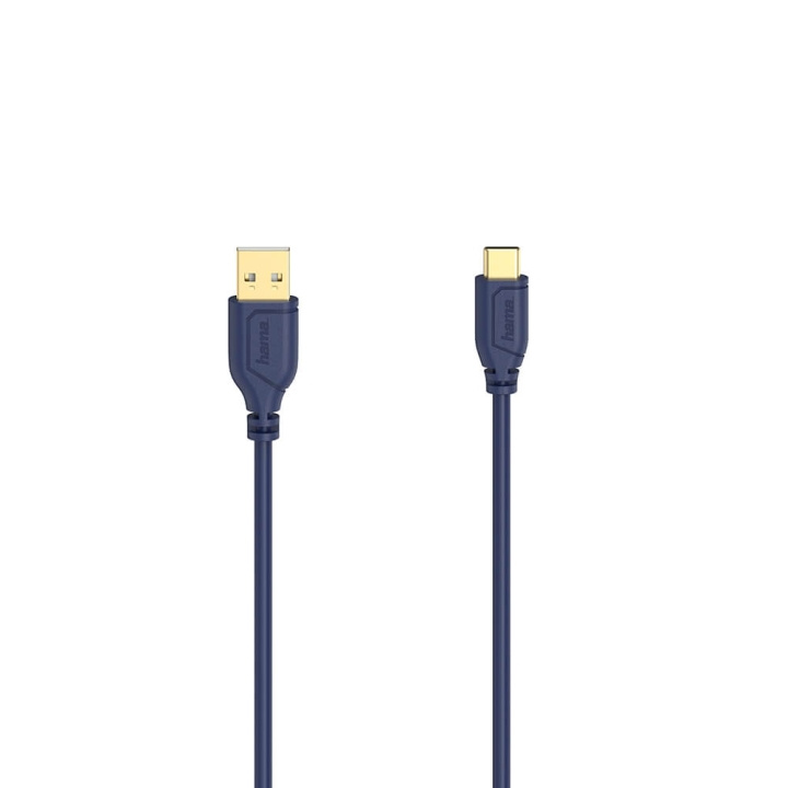 Hama Cable USB-C Flexi-Slim USB-A-USB-C Gold Blue 0.75m in the group COMPUTERS & PERIPHERALS / Computer cables / USB / USB-C at TP E-commerce Nordic AB (C30969)