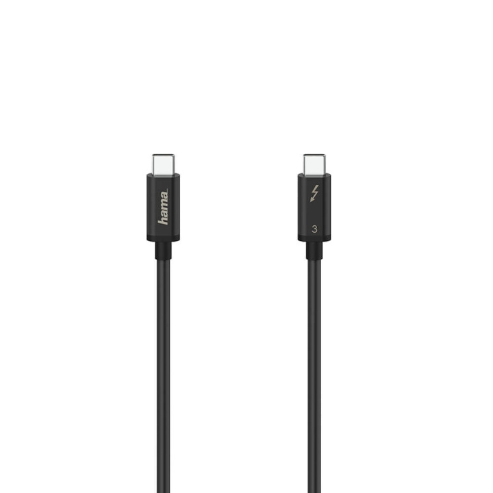 Hama Cable USB-C Thunderbolt-3 40 Gbit/s Ultra-HD 5K 0.5m Black in the group COMPUTERS & PERIPHERALS / Computer cables / USB / USB-C at TP E-commerce Nordic AB (C30976)