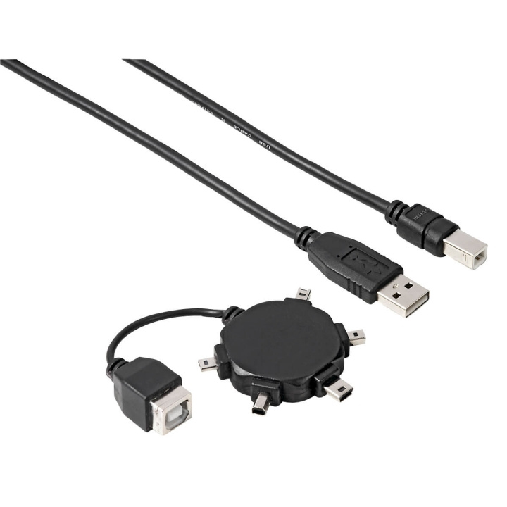 HAMA Kabel USB A-B Inkl 5x Adapter Svart 0.5m in the group COMPUTERS & PERIPHERALS / Computer cables / USB / USB-A / Adapters at TP E-commerce Nordic AB (C31158)