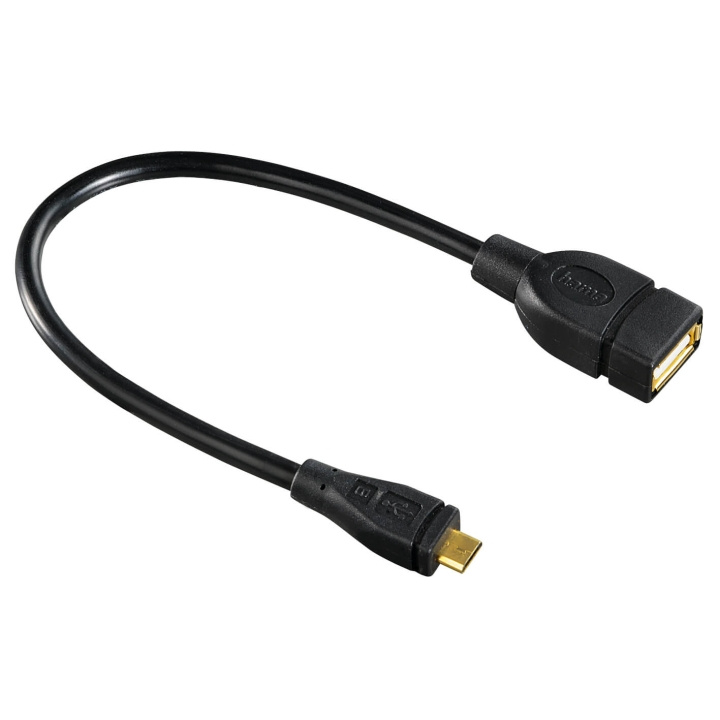 Hama USB 2.0 OTG Adapter Cable, mi cro plug - A socket, black, 0 in the group COMPUTERS & PERIPHERALS / Computer cables / USB / Micro-USB / Adapters at TP E-commerce Nordic AB (C31165)