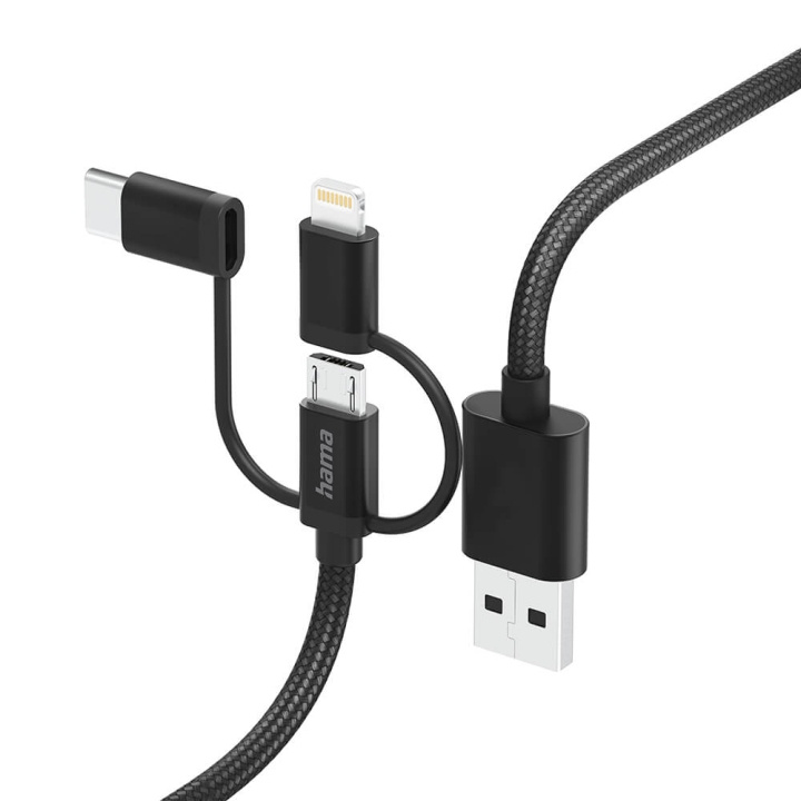 Hama Multi Charging Cable 3-in-1 Black 1.5m in the group SMARTPHONE & TABLETS / Chargers & Cables / Cables / Cables Type C at TP E-commerce Nordic AB (C31229)
