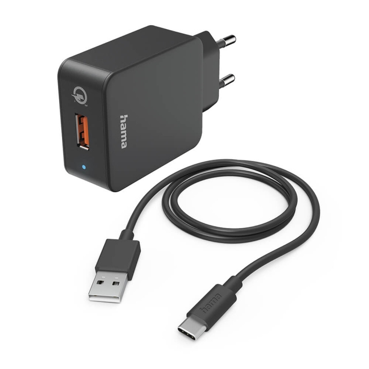 Hama Charger 220V with USB-C Cable Qualcomm 19.5W Black in the group SMARTPHONE & TABLETS / Chargers & Cables / Wall charger / Wall charger USB-C at TP E-commerce Nordic AB (C31232)