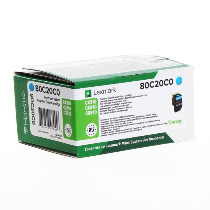 Lexmark Toner 80C20C0 802 Cyan, Return in the group COMPUTERS & PERIPHERALS / Printers & Accessories / Ink & Toner / Toner / Lexmark at TP E-commerce Nordic AB (C32165)