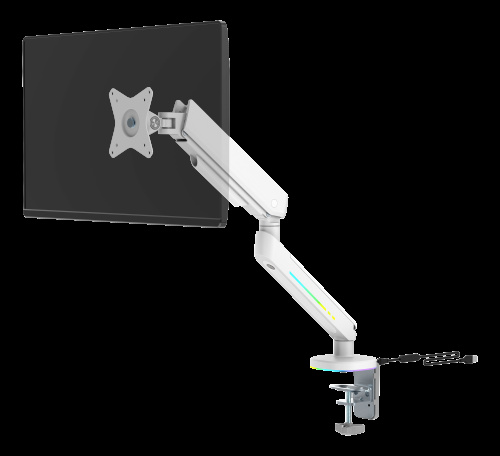deltaco_gaming WA95 Premium Gaming single monitor arm RGB light white in the group COMPUTERS & PERIPHERALS / Computer monitor / Monitor arms & mounts at TP E-commerce Nordic AB (C33192)