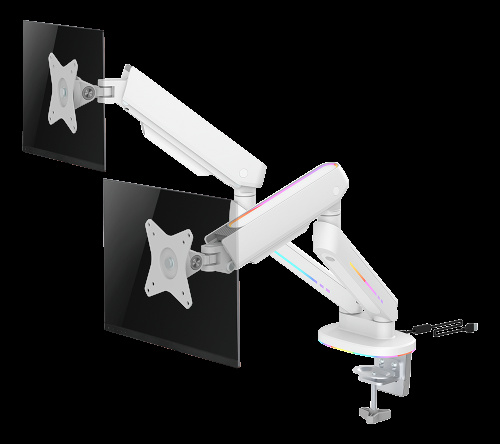deltaco_gaming WA96 Premium Gaming Dual monitor arm RGB light white in the group COMPUTERS & PERIPHERALS / Computer monitor / Monitor arms & mounts at TP E-commerce Nordic AB (C33193)