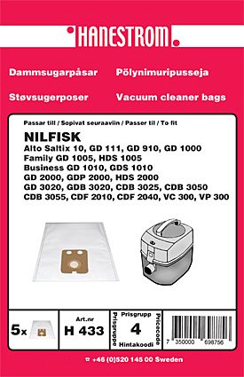 hanestroem Dammsugarpåsar Hanestrom Nilfisk GD 1000 in the group HOME, HOUSEHOLD & GARDEN / Cleaning products / Vacuum cleaners & Accessories / Accessories / Vacuum bags at TP E-commerce Nordic AB (C33210)