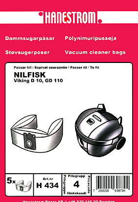 hanestroem Dammsugarpåsar Hanestrom Nilfisk Viking D10.GD110. 5P in the group HOME, HOUSEHOLD & GARDEN / Cleaning products / Vacuum cleaners & Accessories / Accessories / Vacuum bags at TP E-commerce Nordic AB (C33211)
