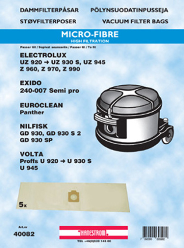 hanestroem Dammsugarpåsar Hanestrom Nilfisk GD 930 syntet 5st in the group HOME, HOUSEHOLD & GARDEN / Cleaning products / Vacuum cleaners & Accessories / Accessories / Vacuum bags at TP E-commerce Nordic AB (C33223)